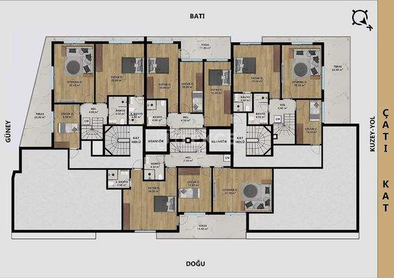 Flats 300 m From the Cliffs in Kaleiçi, Muratpaşa