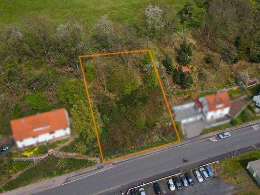 Baugrundstück Luftaufnahme mit Einzeichnung der Grundstücksgrenzen_2
