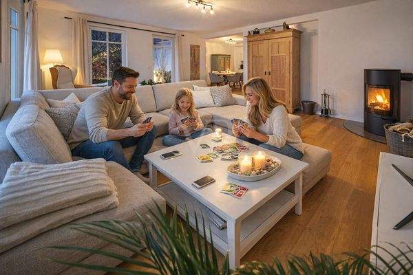 Wohnzimmer mit Kamin