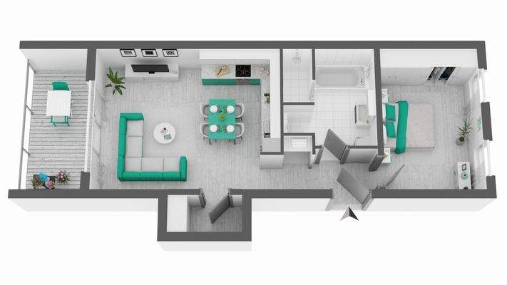 Grundriss - ca. 57 qm Wohnfläche