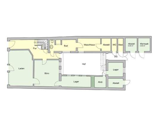 Erdgeschoss mit Gewerbeflächen