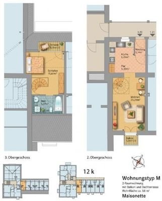 Grundriss Wohnung - 2.OG &amp; DG