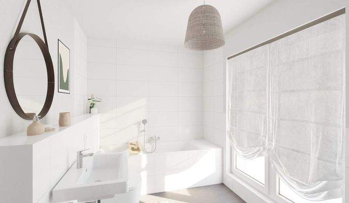 Modernes Tageslichtbad mit Badewanne