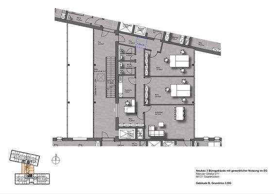 Grundriss Gebäude B, 3. OG