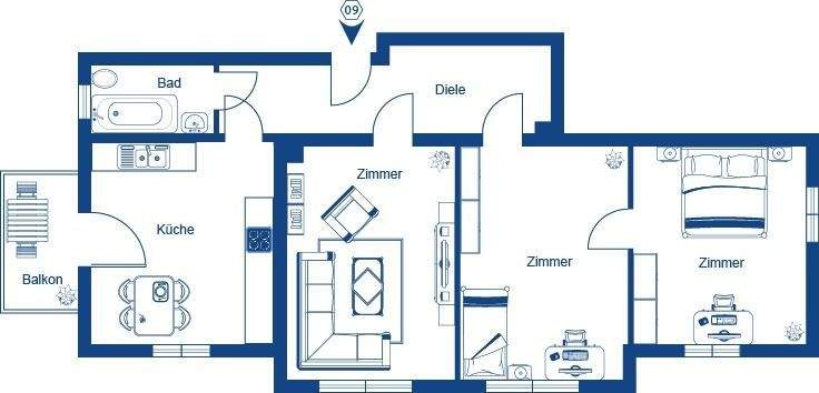 Grundriss WE 09 (2.OG rechts)