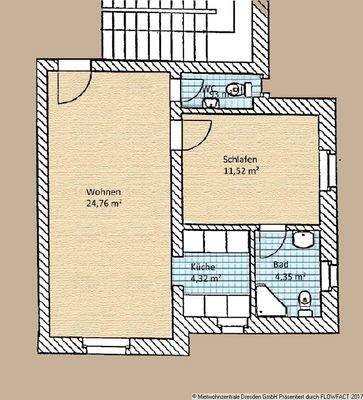 Grundriss - 2-Raumwohnung in Radebeul
