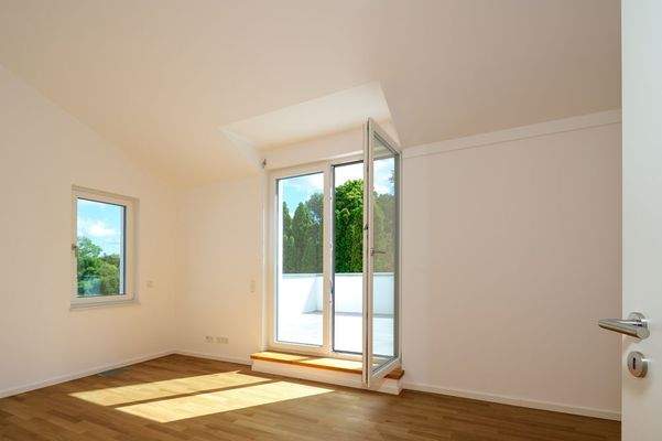 Schlafzimmer mit Dachterrasse
