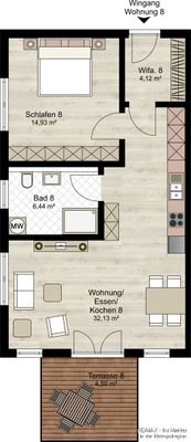 Grundriss Whg. 8 - EG-rechts