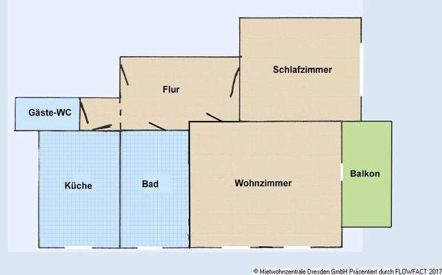 Grundriss - 2 Zimmer mit Balkon in Coschütz