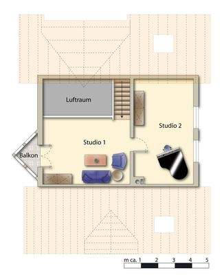 Grundriss Wohnung Obergeschoss 1. Ebene