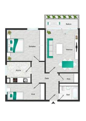 Grundriss 3. OG Wohnung