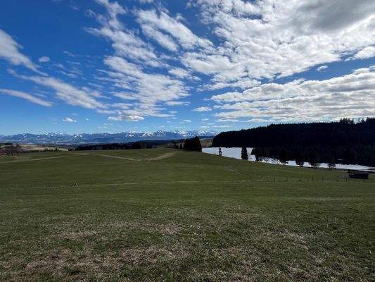 Badesee in der Nähe mit Bergblick