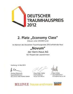 Urkunde Deutscher Traumhauspreis 2012