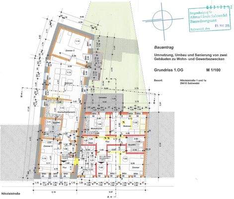 Mögliche Planung 1 OG Nikolaistraße Speicher und Baulücke