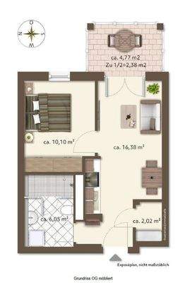 Grundriss 1.OG möbliert