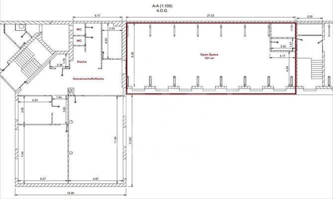 Grundriss Open Space und Gemeinschaft