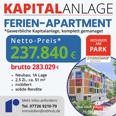 Wohnen am Park - Kapitalanlage Apartments Sonnenho