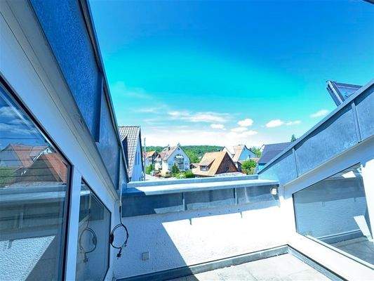 Die Aussicht über das Wohnviertel