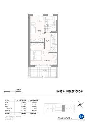 Grundriß OG - Haus 3 (4 spiegelverkehrt)
