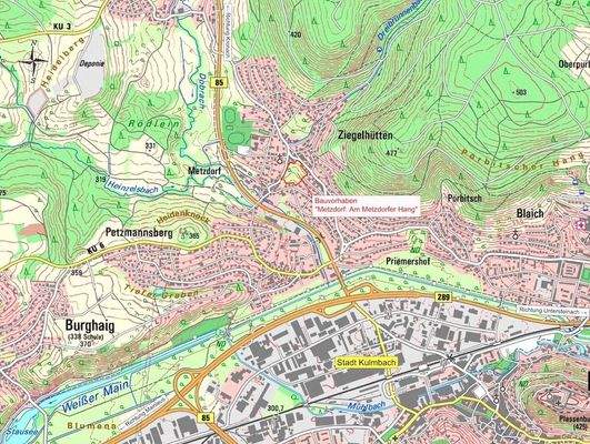 Kartenausschnitt Neubaugebiet Metzdorf/Ziegelhütten