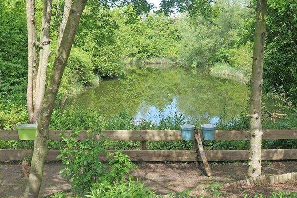 Großer Naturteich links am Grundstück