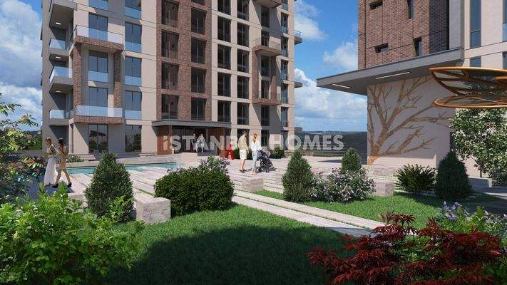 Apartments in a Complex with Forest View in Istanbul Kagithane