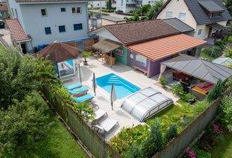 Ansicht - Außenbereich + Haus + Garage