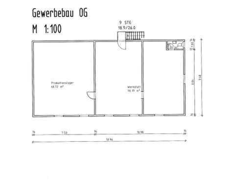 Grundriss Gewerbefläche EG II frei einteilbar