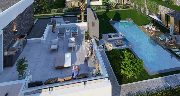 Sea View Detached Houses Near the Beach in Bodrum Gumusluk