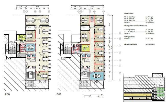 Grundrisse 1. 2. OG - Ausbau Büros
