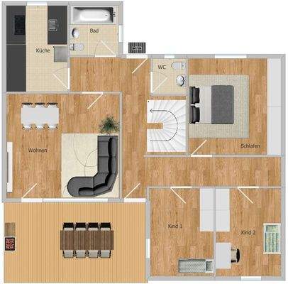 Möblierungsbeispiel Grundriss EG