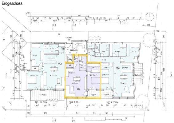 Grundriss EG (Wohnung Nr. 3 markiert)
