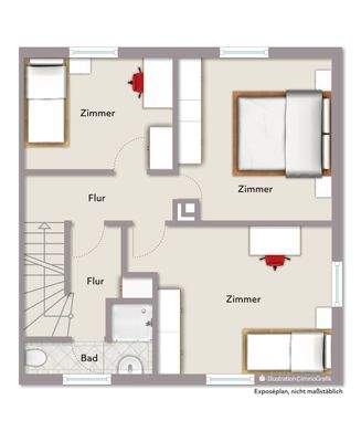 Vorderhaus - Grundriss Obergeschoss (Doppelhaushälfte)