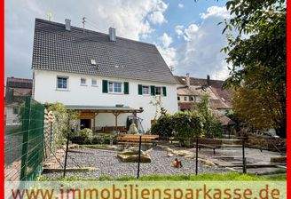 Hausansicht mit großem Garten