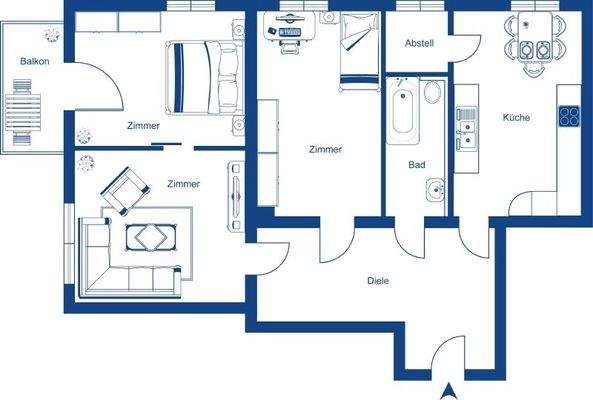 Grundriss WE 02, Erdgeschoss mitte