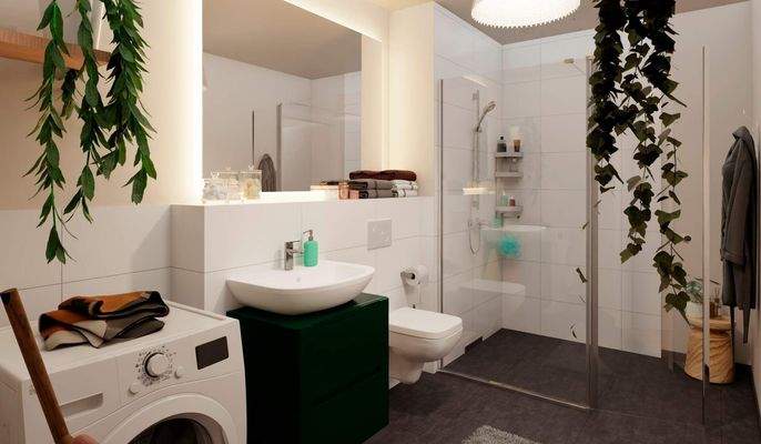 Ein stilvolles Bad mit bodengleicher Dusche