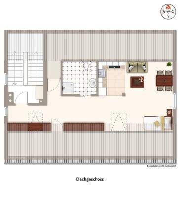 Kleine Wohnung im ausgebauten Dachgeschoss