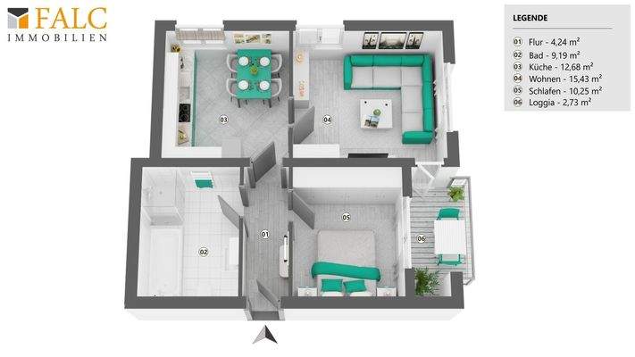 Grundriss - Wohnung 61