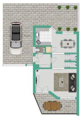 Außenbereich und EG - Grundriss nicht maßstabsgetr