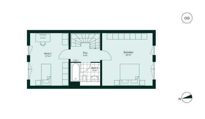 Komfortabler Grundriss im Obergeschoss