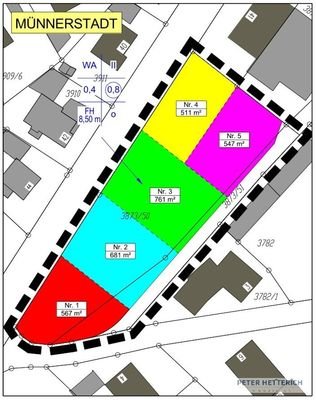 Planentwurf mit Grundstücksdaten (ohne Rechtskraft)