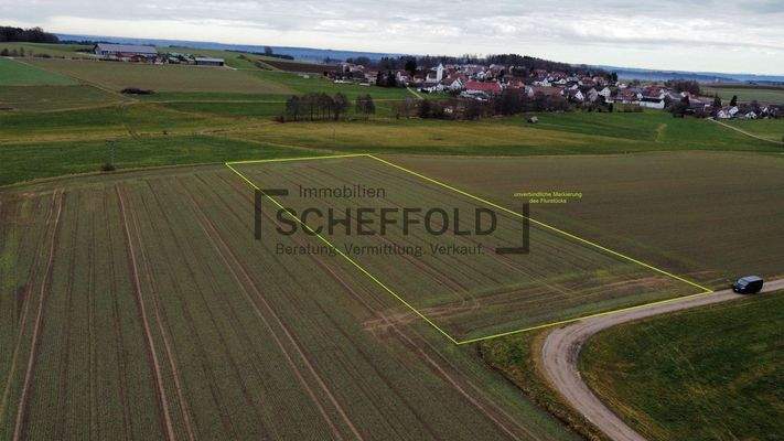 Ackerfläche Luftbildaufnahme markiert