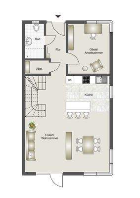 Erdgeschoss (schematisch dargestellt)